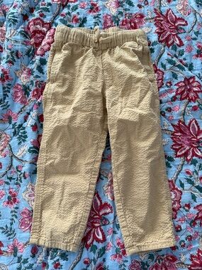 Kids Seersucker Drawstring Pants - Tan
